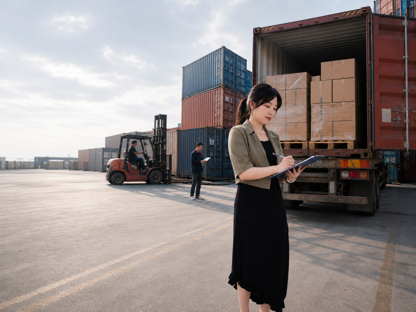 Susie coordinating a container loading operation